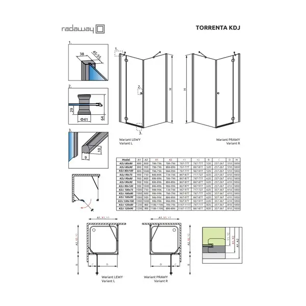 Radaway Torrenta KDJ Душевая кабина 80x100, хром/прозрачная (132250-01-01R)