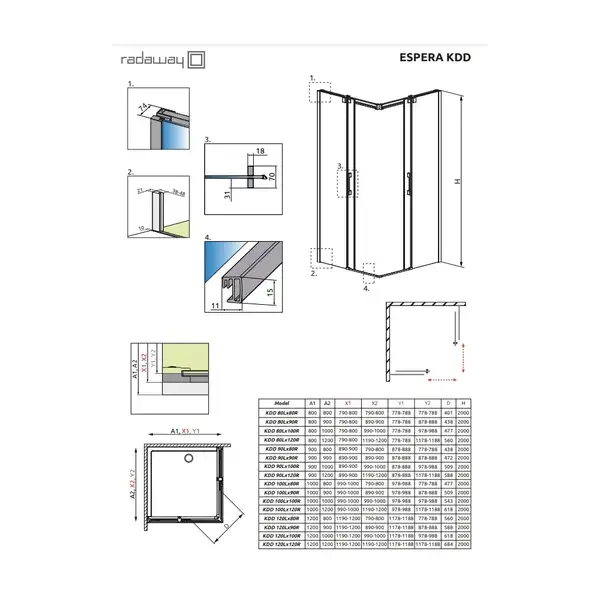 Radaway Espera KDD 80R Душевая дверь, хром (380150-01R)