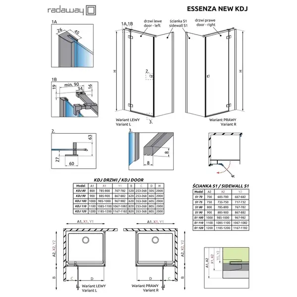 Душові двері Essenza New KDJ 80 праві, RADAWAY (385043-01-01R)