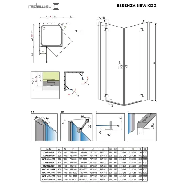 Душова кабіна (половина) Essenza New KDD 80 ліва, RADAWAY (385061-01-01L)