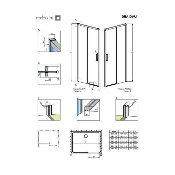 Radaway Idea DWJ 140 Душові двері, праві, хром (387018-01-01R)