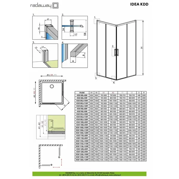 Radaway Idea Gold KDD 90 L Душевая кабина, золото/прозрачное (387060-09-01L)