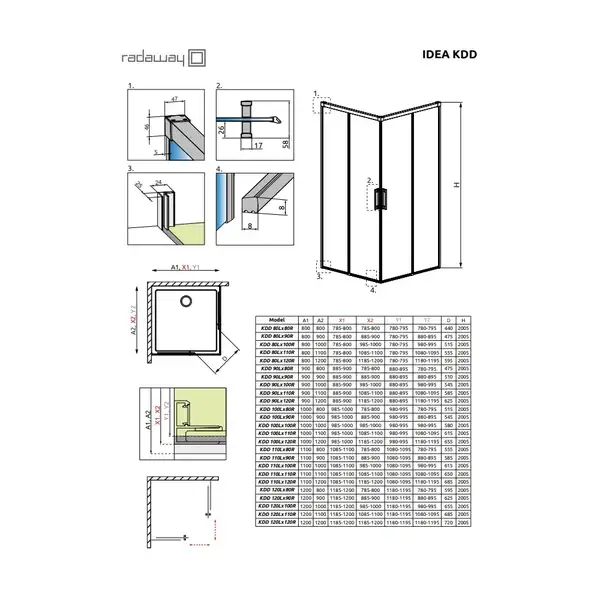 Radaway Idea KDD 80 права душова, хром/прозора (387061-01-01R)