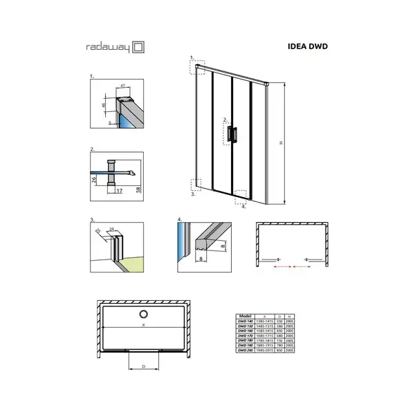 Душові двері Idea DWD 170, RADAWAY (387127-01-01)
