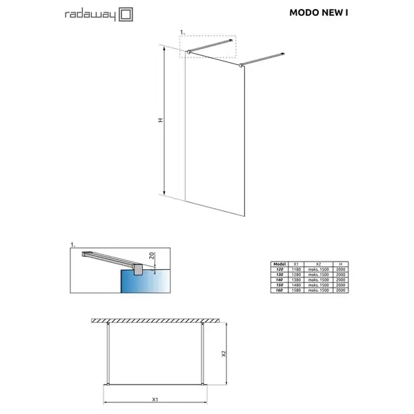 Душова стінка Modo New I 150 RADAWAY (388154-01-01)