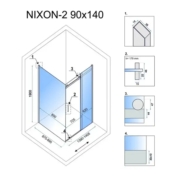 Душова Кабіна REA Nixon 90x140 L KPL-K5011-K5006 (KPL-5011-5006)