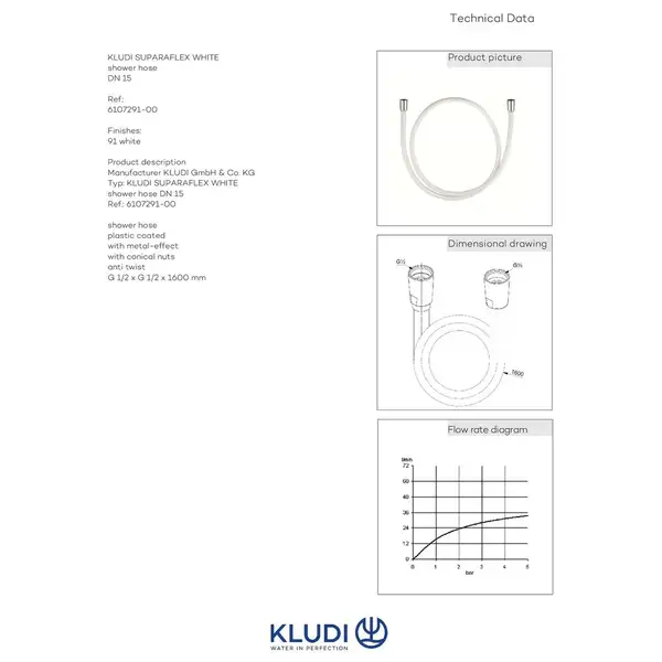 Шланг 1,60м 6107291-00, Suparaflex,Kludi Німеччина (6107291-00)