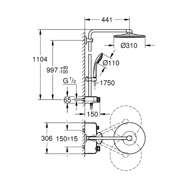Grohe Euphoria SmartControl Душ. система, черный (22120KF0)