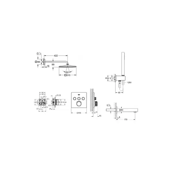 Душова система прихованого монтажу Grohe Grohtherm Smartcontrol (26405SC2)