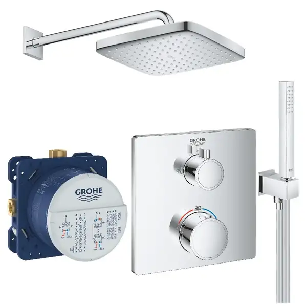 Душевая система скрытого монтажа с термостатом Grohe Grohtherm Cube c Tempesta Cube 250 (цвет - хром) (26415SC0)