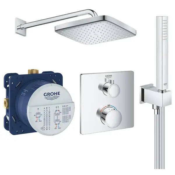 Душевая система скрытого монтажа с термостатом Grohe Grohtherm Cube c Tempesta Cube 250 (цвет - хром) (26415SC0)