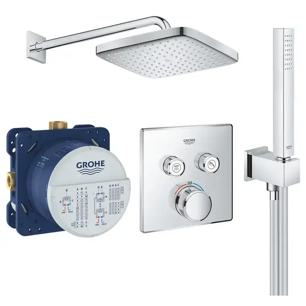Душевая система скрытого монтажа с термостатом Grohe Grohtherm SmartControll c Tempesta Cube 250 (цвет - хром) (26415SC1)
