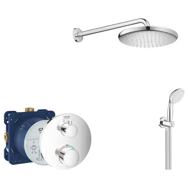 Душевая система скрытого монтажа с термостатом Grohe Grohtherm c Tempesta 250 (цвет - хром) (26416SC0) фото 1 Aquada.com.ua