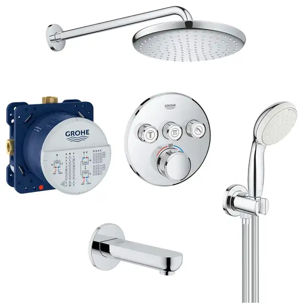 Душевая система скрытого монтажа с термостатом Grohe Grohtherm SmartControl c Tempesta 250 (цвет - хром) (26416SC2)