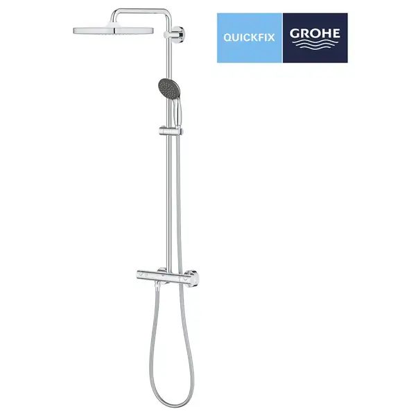 Душова система з термостатом, настінний монтаж Grohe QuickFix Vitalio Start System 250 Cube 26697000
