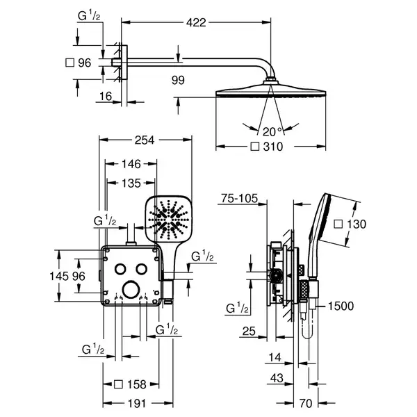 Grohe Grohtherm SmartControl Душова система, хром (34865000)