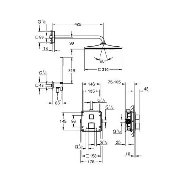Grohe Grohtherm Cube Душ. система прихов. монтажу, хром (34868000)