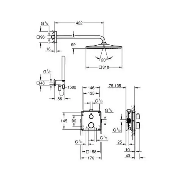 Grohe Grohtherm Душова система, хром (34870000)