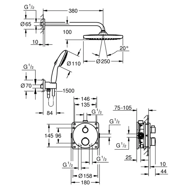 Grohe Grohtherm Душевая система, хром (34872000)