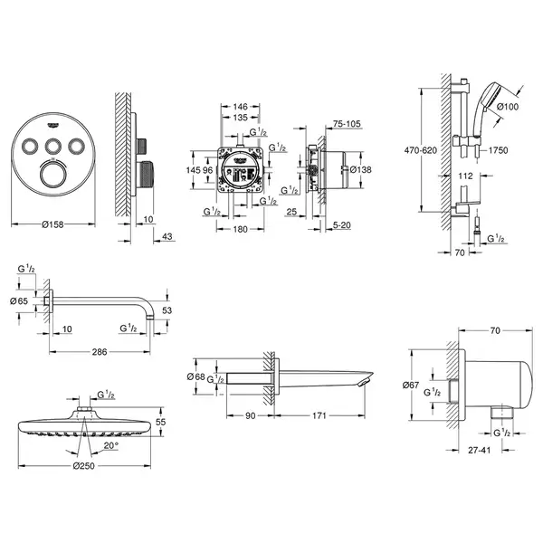 Grohe SmartControl Душова система 3в1, хром (UA202801R3)