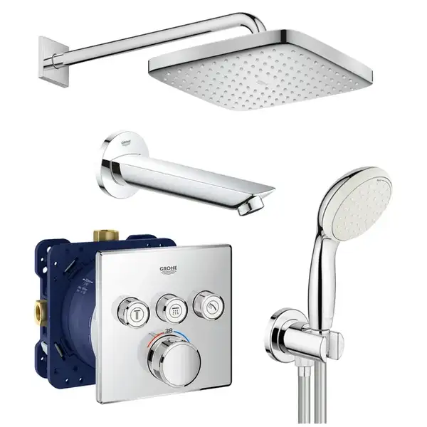Душова система прихованого монтажу з термостатом Grohe Grohtherm SmartControl New Tempesta 250 (UA2 (UA26415SC2)