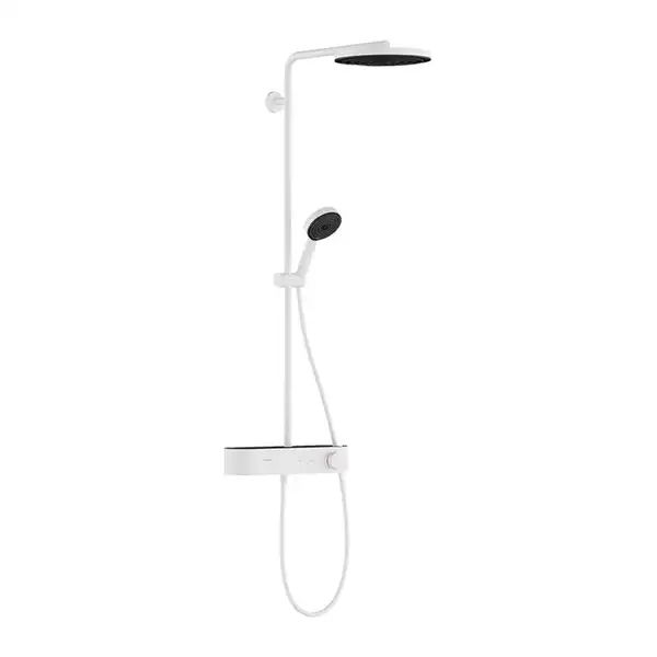 Душова система з термостатом Hansgrohe Pulsify Showerpipe 260 1jet EcoSmart із ShowerTablet Select 400 (колір - білий матовий) 24221700