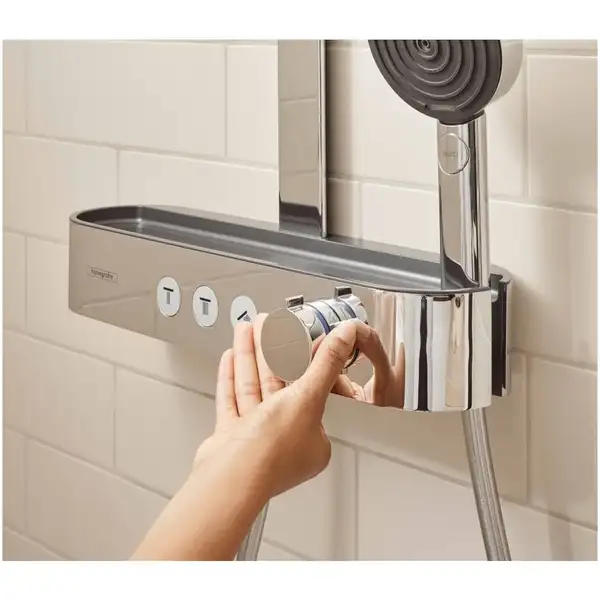 Душова система з термостатом Hansgrohe Pulsify Showerpipe 260 2jet EcoSmart із ShowerTablet Select 400 (колір - хром) 24241000
