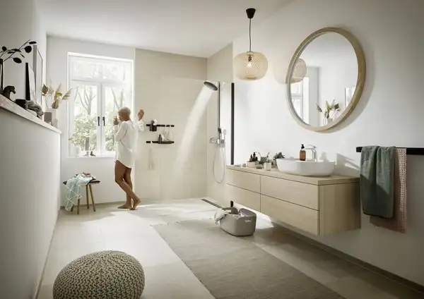 Душова система з термостатом Hansgrohe Pulsify Showerpipe 260 2jet EcoSmart із ShowerTablet Select 400 (колір - хром) 24241000