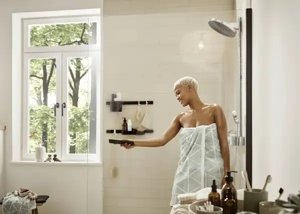 Душова система з термостатом Hansgrohe Pulsify Showerpipe 260 2jet EcoSmart із ShowerTablet Select 400 (колір - хром) 24241000