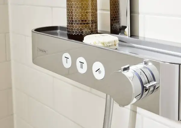 Душова система з термостатом Hansgrohe Pulsify Showerpipe 260 2jet EcoSmart із ShowerTablet Select 400 (колір - хром) 24241000