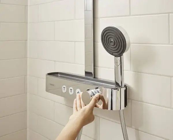 Душова система з термостатом Hansgrohe Pulsify Showerpipe 260 2jet EcoSmart із ShowerTablet Select 400 (колір - хром) 24241000