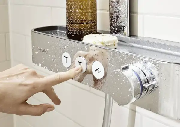 Душова система з термостатом Hansgrohe Pulsify Showerpipe 260 2jet EcoSmart із ShowerTablet Select 400 (колір - хром) 24241000