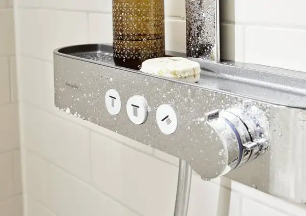 Душова система з термостатом Hansgrohe Pulsify Showerpipe 260 2jet EcoSmart із ShowerTablet Select 400 (колір - хром) 24241000