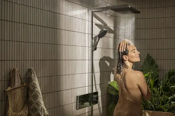 Душова система з термостатом Hansgrohe Raindance Alive Q 210/340 1jet EcoSmart з ShowerSelect Comfort, (колір - хром)  24591000