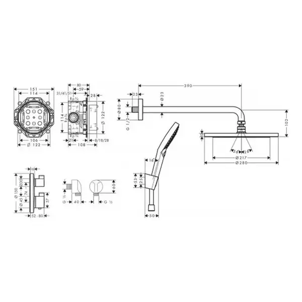 Hansgrohe Croma S 280 Душевая система, черный матовый (27961670)