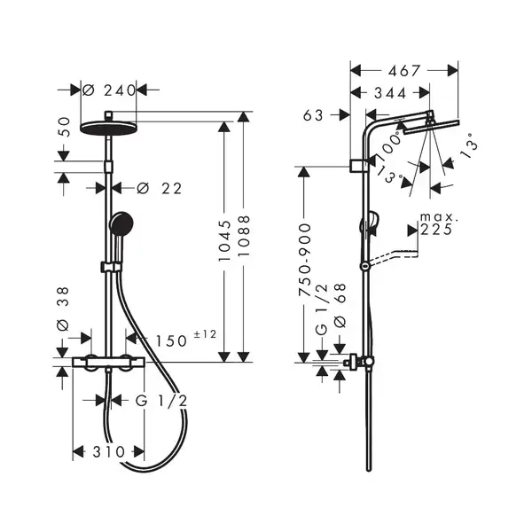 Hansgrohe Activera S 240 Душевая система, хром (28078000)