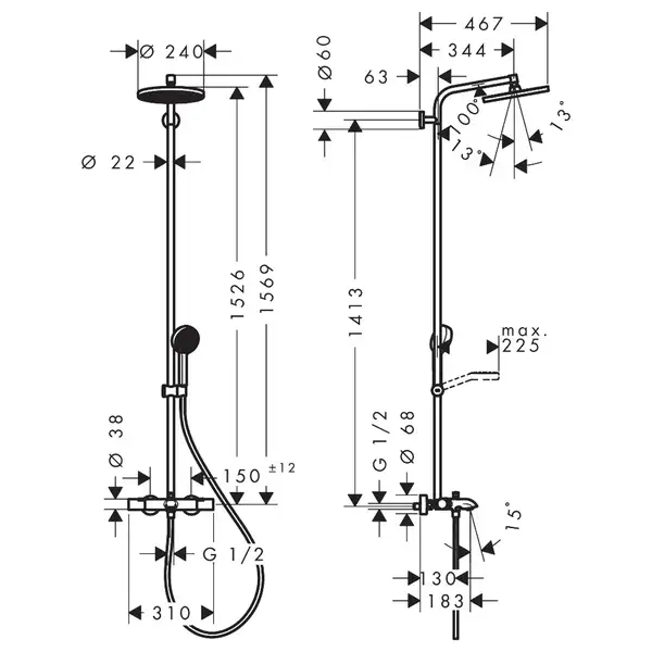 Hansgrohe Activera S 240 Душевая система, хром (28871000)