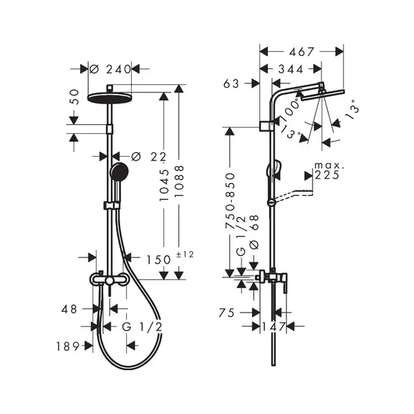 Hansgrohe Activera S 240 Душова система, хром (28875000)
