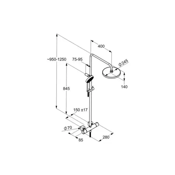 A-QAs  Dual Shower System з термостатом 6619505-00   KLUDI