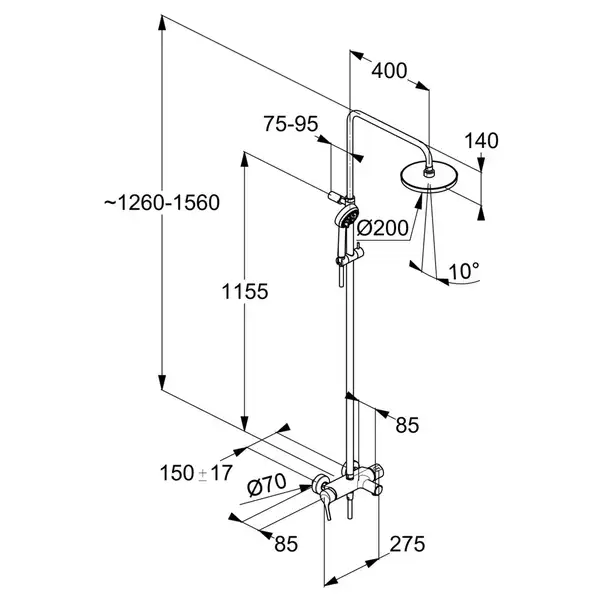Logo Dual Shower System з змішувачем 6808305-00 верхній душ+ручний душ, хром Kludi НІМЕЧЧИНА