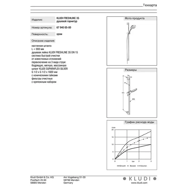 Logo Dual Shower System 6809105-00 верхній душ 200мм+ручний душ Kludi НІМЕЧЧИНА