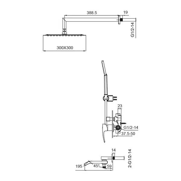KOER KB-66007-05 Душевая система, черный (KR3465)