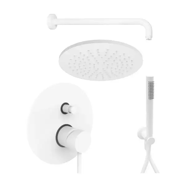 Душевая система Paffoni Shower скрытого монтажа со смесителем и верхним душем Ø 225 мм (цвет - белый матовый) (KITLIG015BO)
