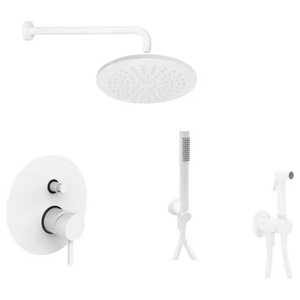 Душевая система скрытого монтажа Paffoni Shower Ø 225 мм + гигиенический душ Paffoni Tweet Round Mix (цвет - белый матовый) (KITLIG015BO+ZDUP110BO) фото 1 Aquada.com.ua