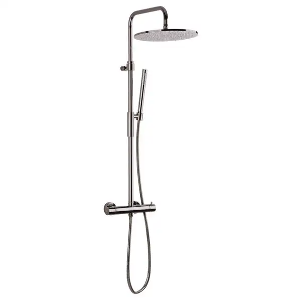 Душова система Paffoni Light, з термостатом, верхня лійка 300 мм, Brushed Black Nickel (ZCOL646KLIQNKNSP)