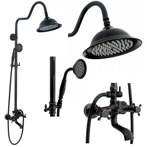 Душевой гарнитур REA RETRO OLD BLACK черный (REA-P2366)