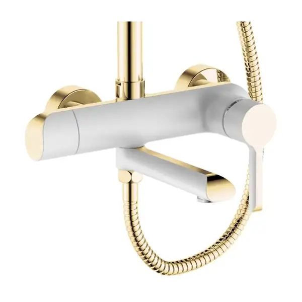 Душевой гарнитур REA MELIA GOLD WHITE с изливом (REA-P2406)