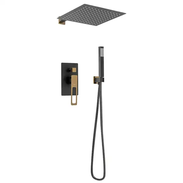 Душевой гарнитур скрытого монтажа REA SOHO BLACK AND GOLD (REA-P6950)