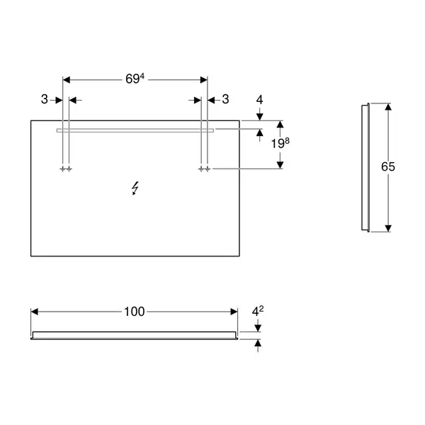 Дзеркало з LED підсвічуванням 100 х h65 см Geberit Option Basic  500.584.00.1