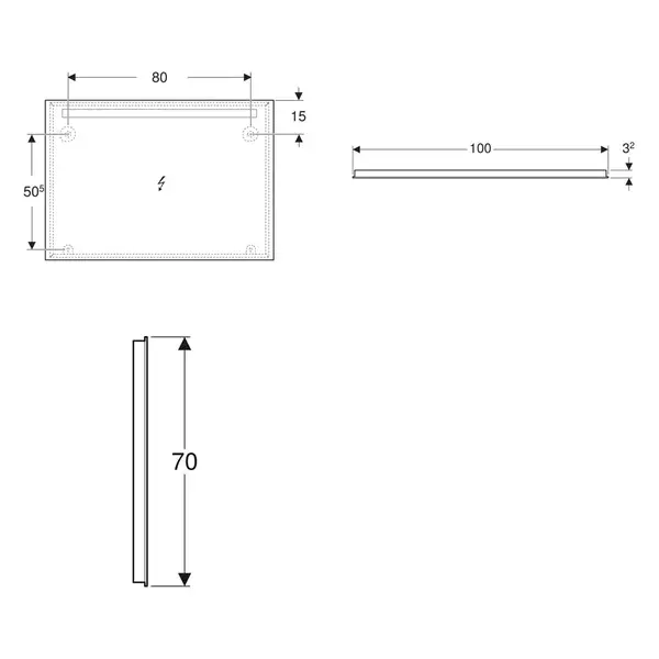 Дзеркало з LED підсвічуванням 100 х h70 см Geberit Option Basic Square  502.809.00.1